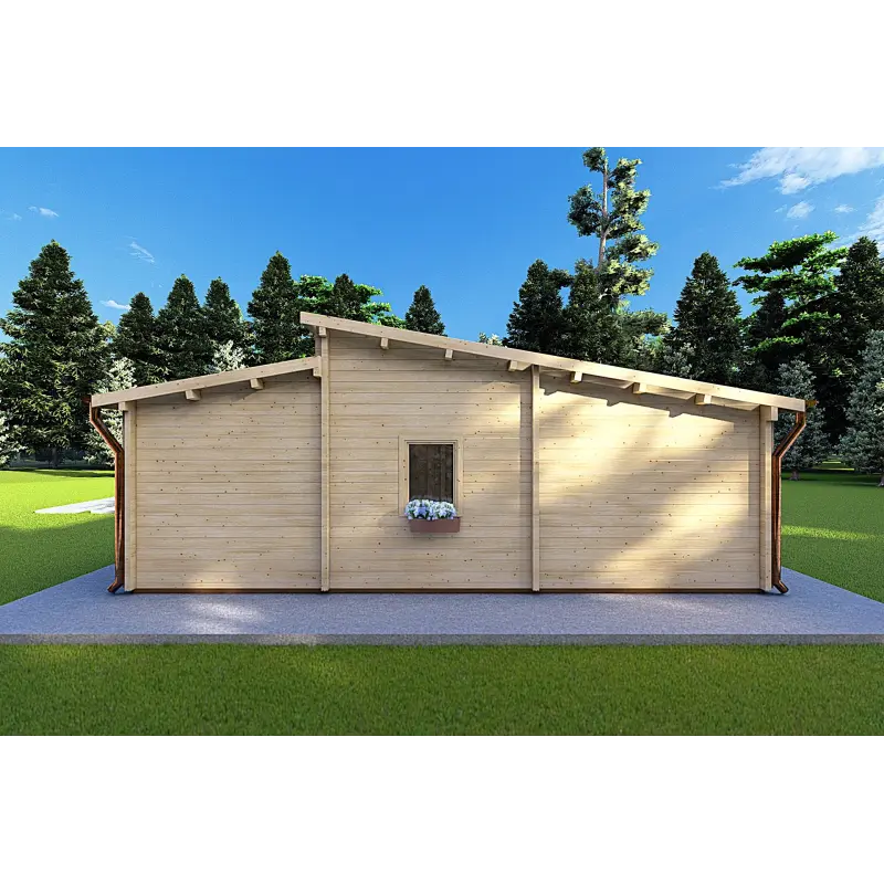 Chalet bois ROSALIA 95 m², 68mm, côté droit