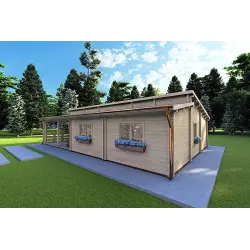 Chalet bois ROSALIA 95 m², 68mm, façade côté droit
