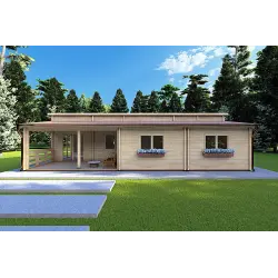 Chalet bois ROSALIA 95 m², 68mm, vue frontale