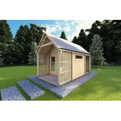 Abri de jardin NINA 6x3, 44mm, façade côté droit