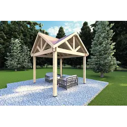Auvent en bois 3x3, façade côté droit