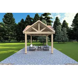 Auvent en bois 3x3, vue frontale