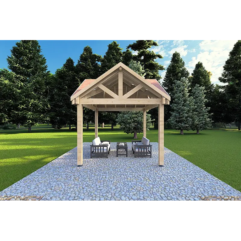 Auvent en bois 3x3, vue frontale