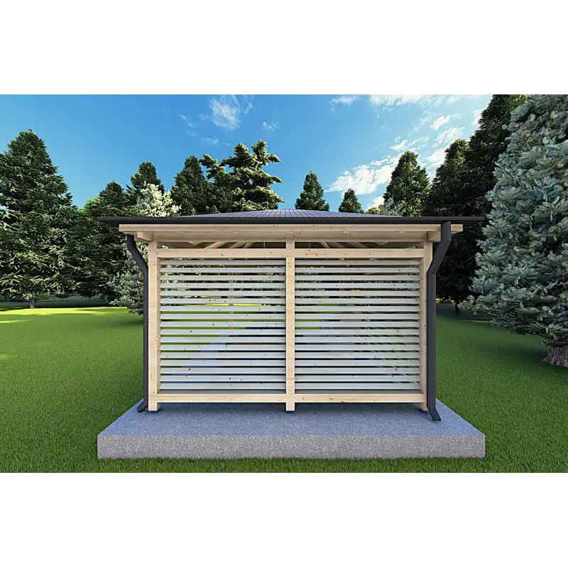 Pavillon en bois OLIVIA 4x4, côté droit