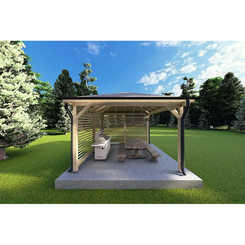 Pavillon en bois OLIVIA 4x4, côté gauche