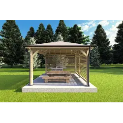 Pavillon en bois OLIVIA 4x4, vue frontale