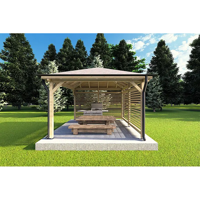 Pavillon en bois OLIVIA 4x4, vue frontale