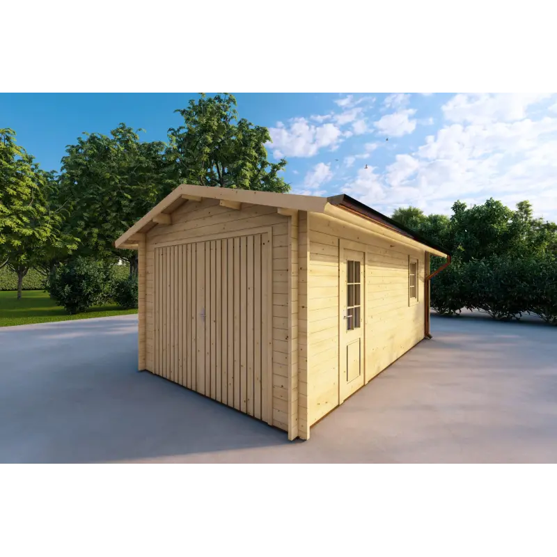 Garage en bois 3x6, 40mm, façade côté droit