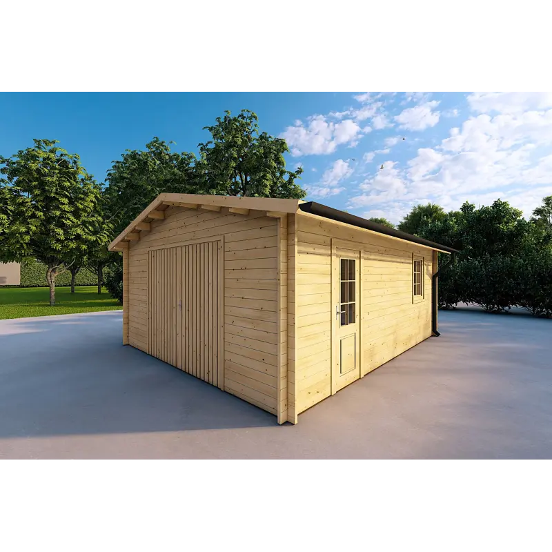 Garage en bois 5x4, 40mm, façade côté droit
