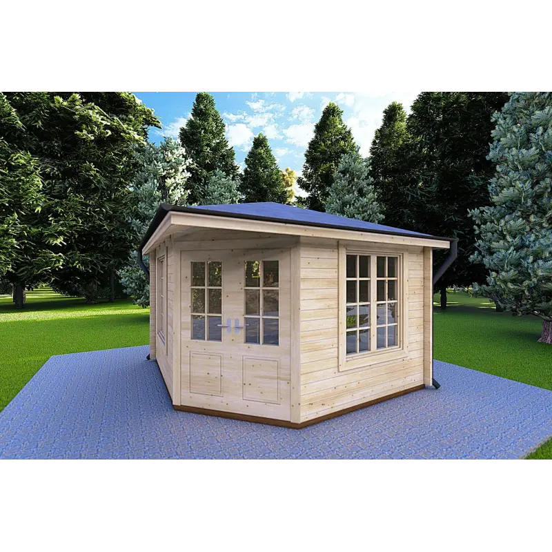Maison en bois de jardin KARIN 3.5x3.5, 40mm, façade côté droit