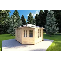 Maison en bois de jardin KARIN 3.5x3.5, 40mm, vue frontale