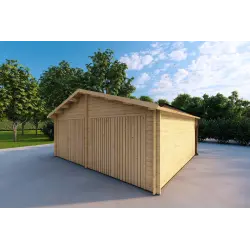 Garage double en bois 30 m², 40mm, façade côté droit