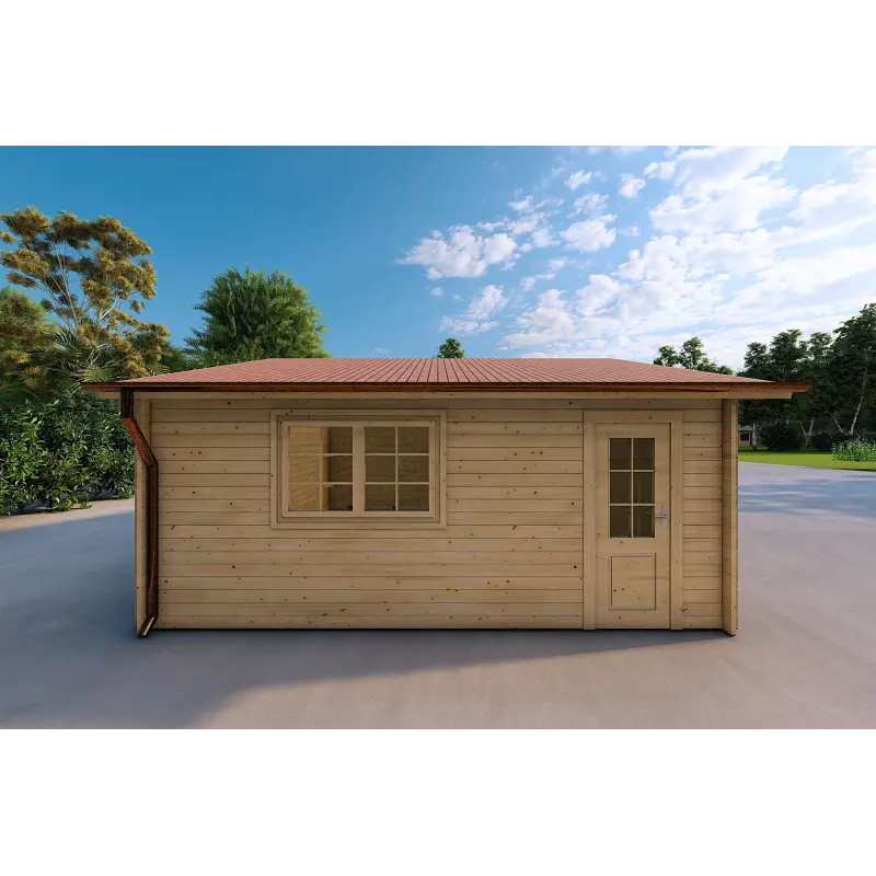 Garage double en bois 30 m², 40mm, côté droit