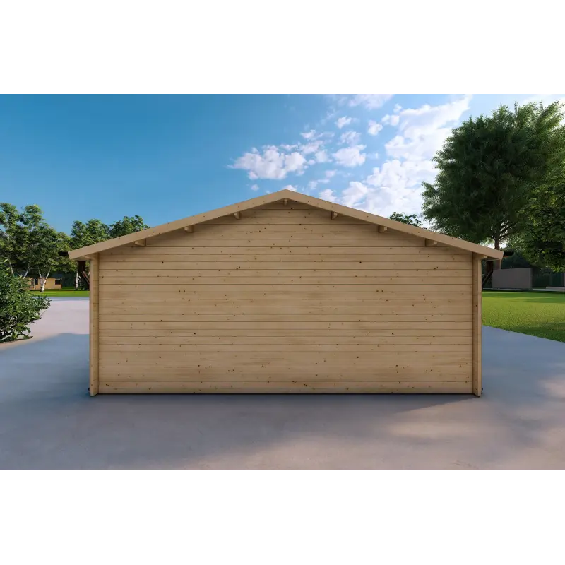Garage double en bois 30 m², 40mm, vue arrière