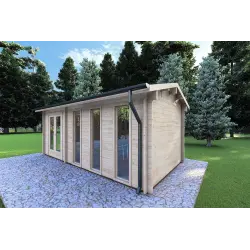 Remise en bois ZAIRA 5.7x3, 40mm, façade côté droit