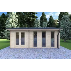 Remise en bois ZAIRA 5.7x3, 40mm, vue frontale