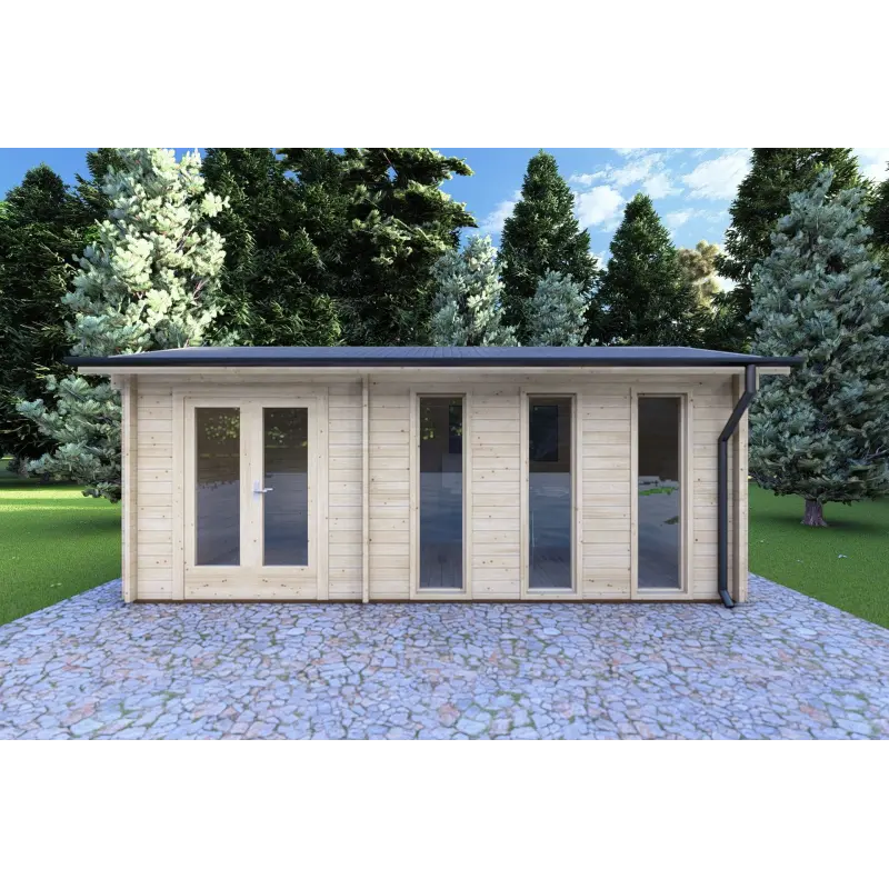 Remise en bois ZAIRA 5.7x3, 40mm, vue frontale