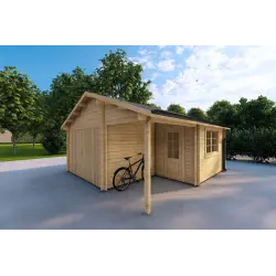 Garage en bois 30 m², 40mm, façade côté droit