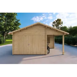 Garage en bois 30 m², 40mm, vue frontale