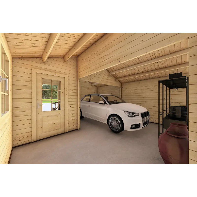 Garage en bois 30 m², 40mm, intérieur