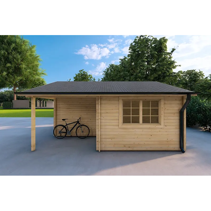 Garage en bois 30 m², 40mm, côté droit