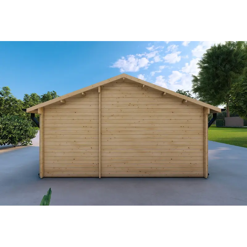 Garage en bois 30 m², 40mm, vue arrière