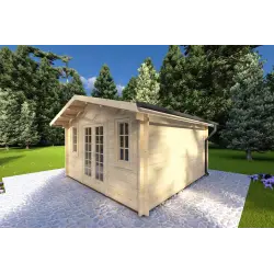 Remise en bois BENEDETTA 4x4, 40mm, façade côté droit