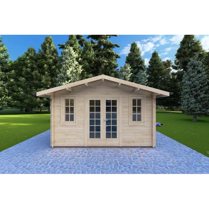Remise en bois BENEDETTA 4x4, 40mm, vue frontale