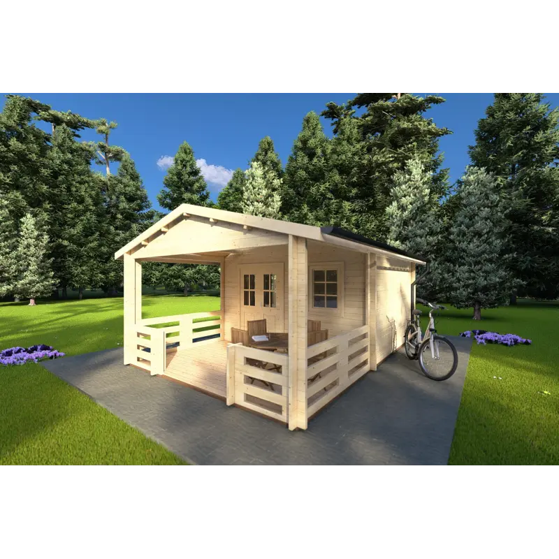 Maison en bois de jardin MELISSA 4x6, 40mm, façade côté droit