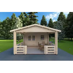 Maison en bois de jardin MELISSA 4x6, 40mm, vue frontale