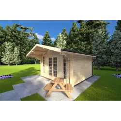 Remise en bois MARGHERITA 3.8x3.8, 40mm, façade côté droit