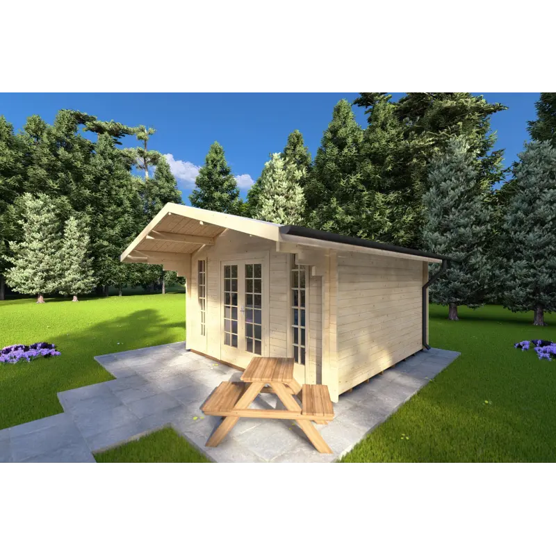 Remise en bois MARGHERITA 3.8x3.8, 40mm, façade côté droit