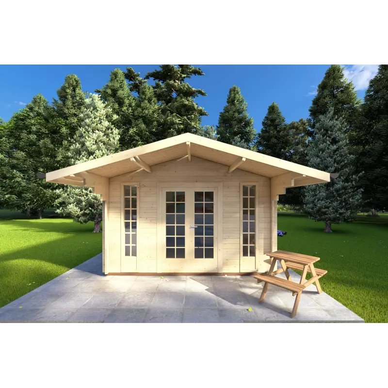 Remise en bois MARGHERITA 3.8x3.8, 40mm, vue frontale