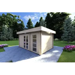Abri de jardin en bois SVEVA 5x3, 40mm, façade côté droit