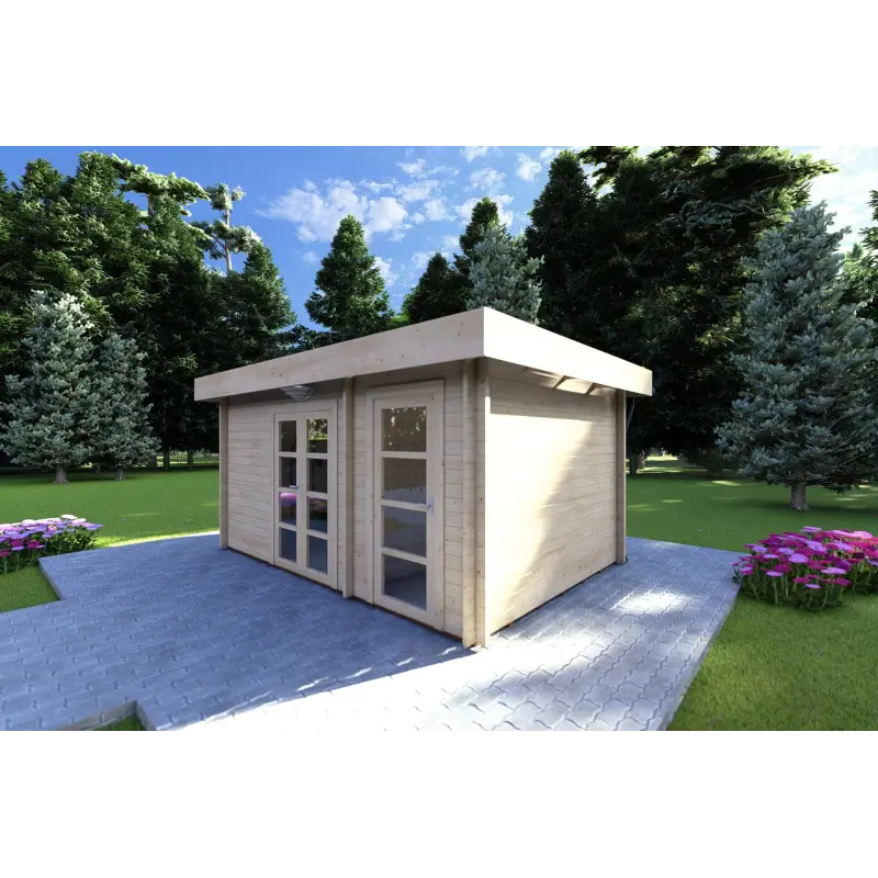 Abri de jardin en bois SVEVA 5x3, 40mm, façade côté droit