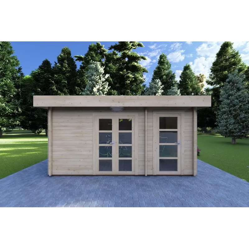 Abri de jardin en bois SVEVA 5x3, 40mm, vue frontale