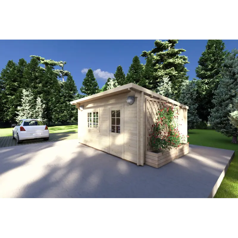 Remise en bois DESY 5x4, 40mm, façade côté droit