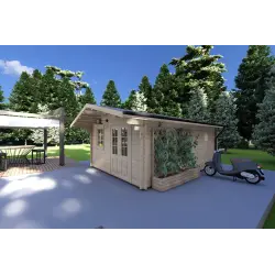 Maison en bois de jardin ARIANNA 4x5, 40mm, façade côté droit