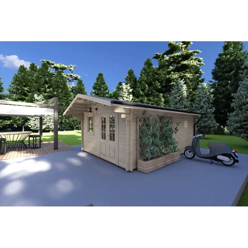 Maison en bois de jardin ARIANNA 4x5, 40mm, façade côté droit