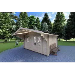 Maison en bois de jardin AUDREY 4x4, 40mm, façade côté droit