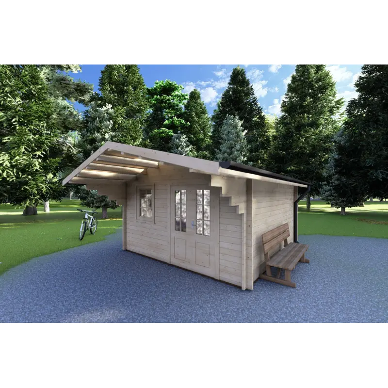 Maison en bois de jardin AUDREY 4x4, 40mm, façade côté droit