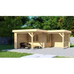 Maison en bois de jardin REBECCA 6x6, 44mm, vue frontale