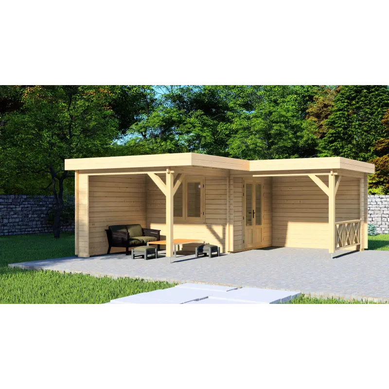 Maison en bois de jardin REBECCA 6x6, 44mm, vue frontale
