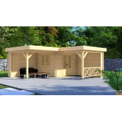 Maison en bois de jardin REBECCA 6x6, 44mm, façade côté droit