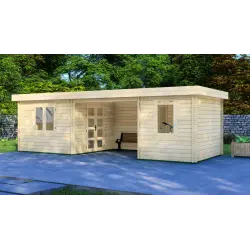 Remise en bois FIAMMETTA 3x8, 44mm, façade côté droit