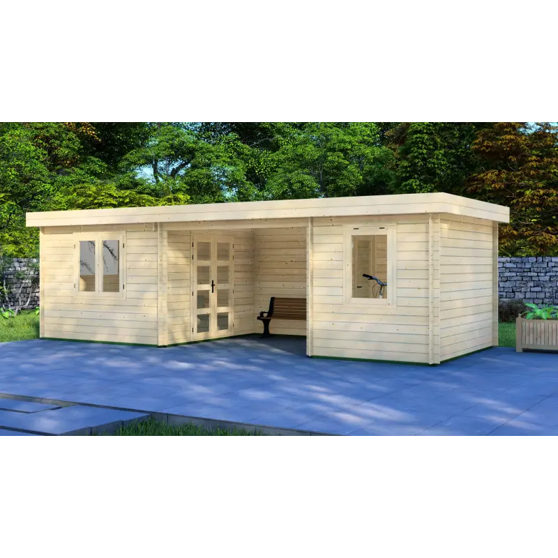 Remise en bois FIAMMETTA 3x8, 44mm, façade côté droit