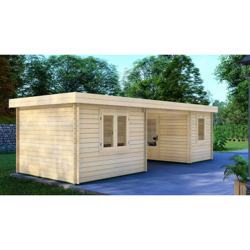 Remise en bois FIAMMETTA 3x8, 44mm, côté gauche