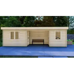 Remise en bois FIAMMETTA 3x8, 44mm, vue frontale