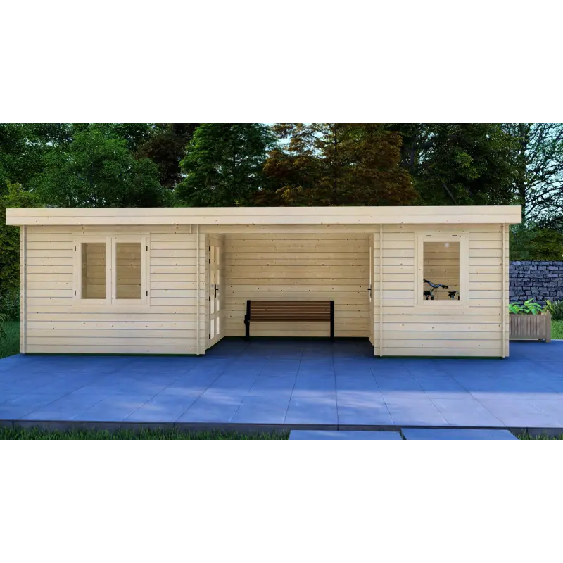 Remise en bois FIAMMETTA 3x8, 44mm, vue frontale