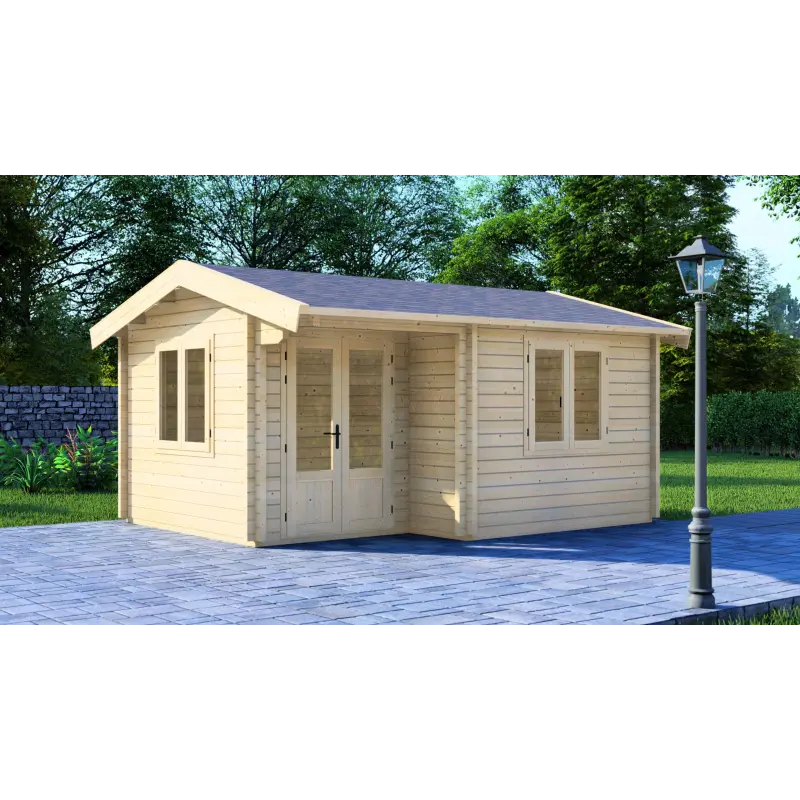 Abris de jardin en bois ANASTASIA 5x4, 44mm, vue frontale